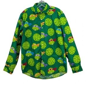 Suitmeister Teenage Mutant Ninja Turtles Green Long Sleeve ButtonUp Shirt MEDIUM